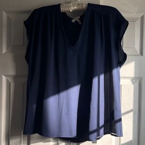 Joie Deep Blue V-Neck Blouse